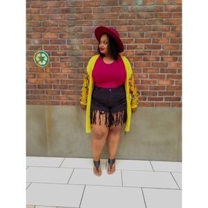 Distressed | Black Tassel Jean Shorts | High Waist